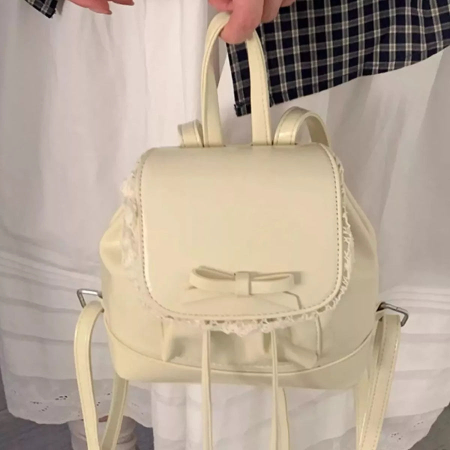 Lace Trim Bowknot Backpack Bag Apparel and Accessories