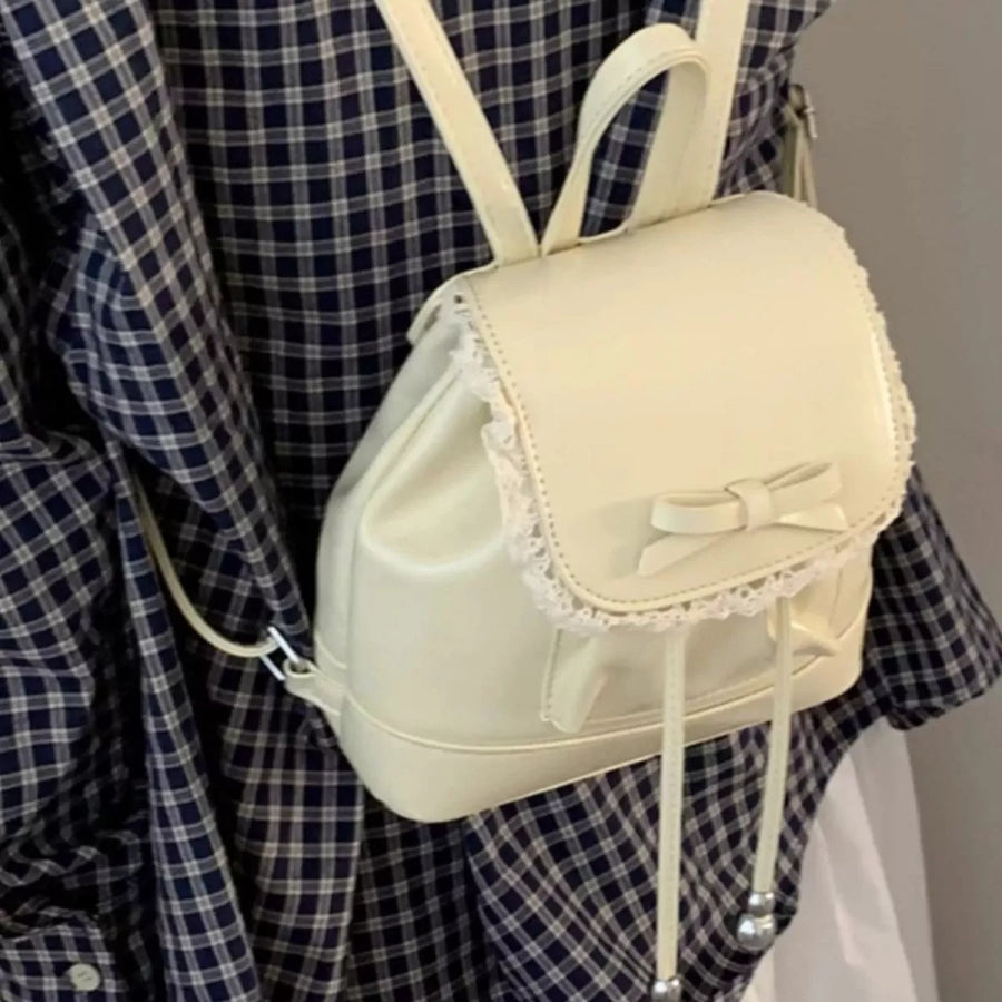 Lace Trim Bowknot Backpack Bag Apparel and Accessories