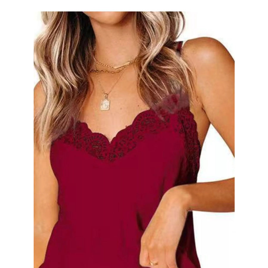 Lace Trim Cami and Shorts Lounge Set Apparel and Accessories