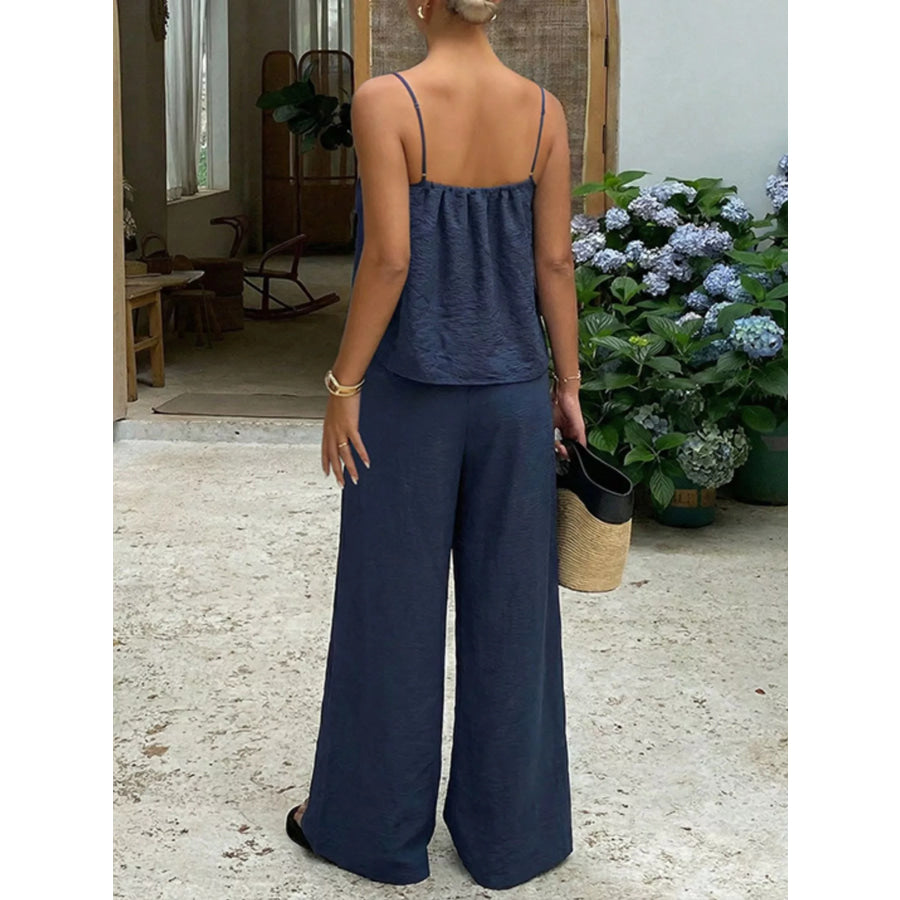 Lace Trim Cami and Wide-Leg Pants Set Apparel and Accessories