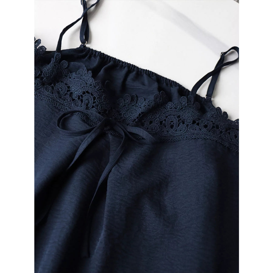 Lace Trim Cami and Wide-Leg Pants Set Apparel and Accessories