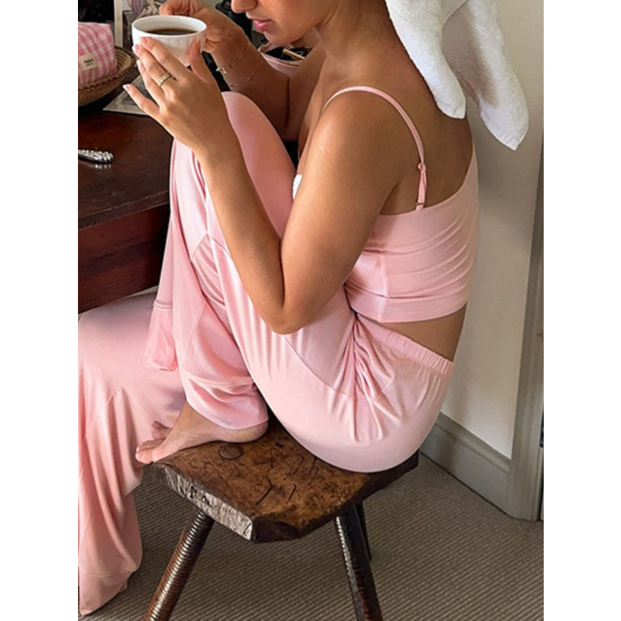 Lace Trim Cami & Pants Lounge Set Apparel and Accessories