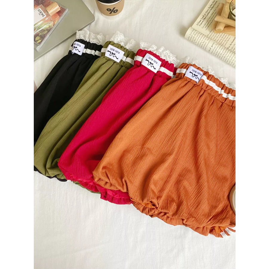 Lace Trim Elastic Waist Mini Skirt Apparel and Accessories
