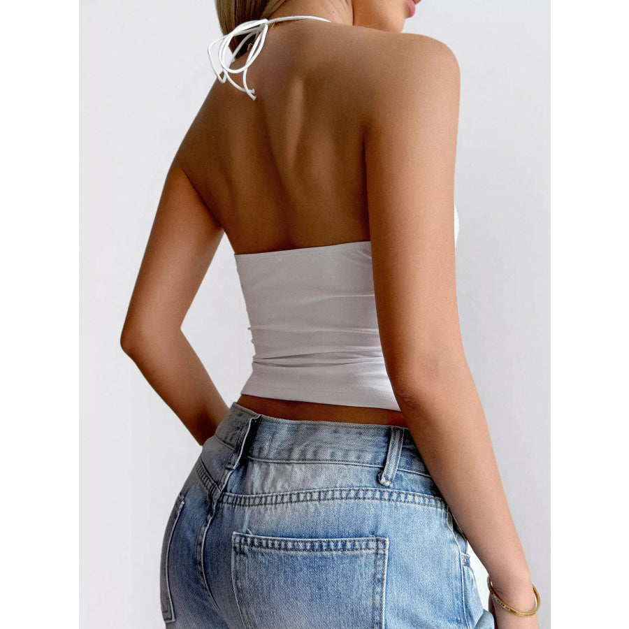 Lace Trim Halter Neck Cami Apparel and Accessories