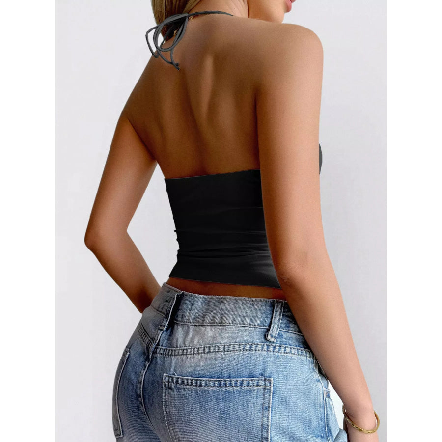 Lace Trim Halter Neck Cami Apparel and Accessories