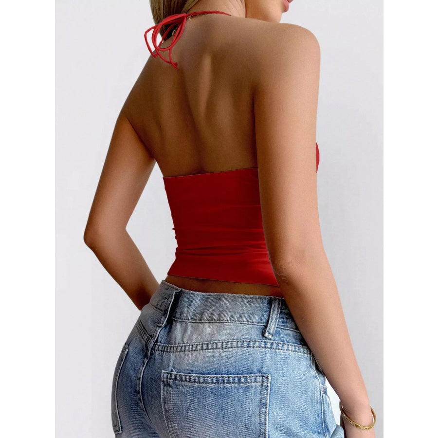 Lace Trim Halter Neck Cami Apparel and Accessories