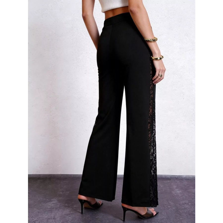 Lace Trim High Waist Pants Apparel and Accessories
