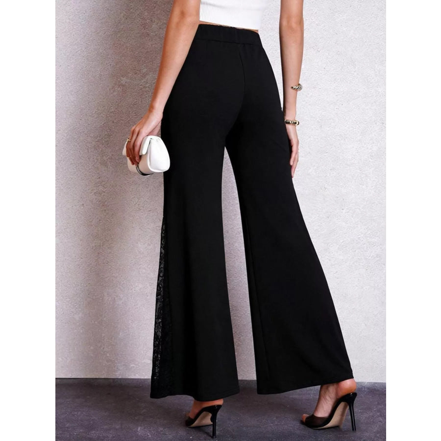 Lace Trim High Waist Pants Apparel and Accessories