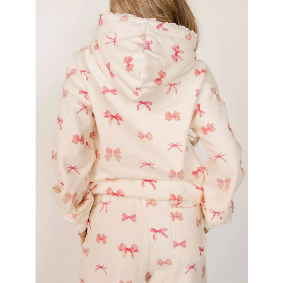 Lace Trim Kangaroo Pocket Hoodie Apparel and Accessories