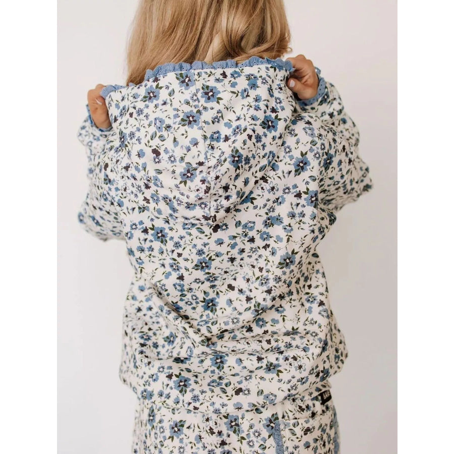 Lace Trim Kangaroo Pocket Hoodie Apparel and Accessories