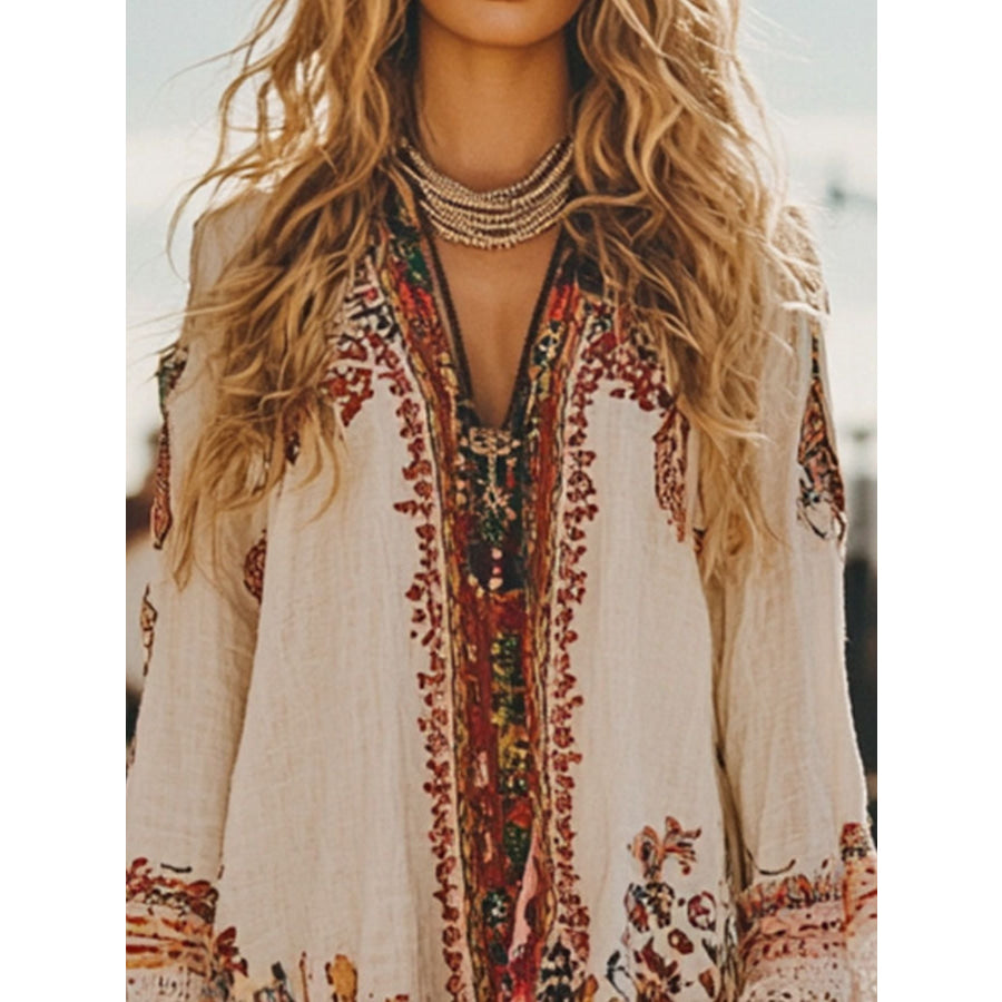 Lace Trim Long Sleeve Mini Dress White / S Apparel and Accessories