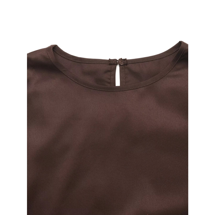 Lace Trim Long Sleeve Satin Blouse Apparel and Accessories