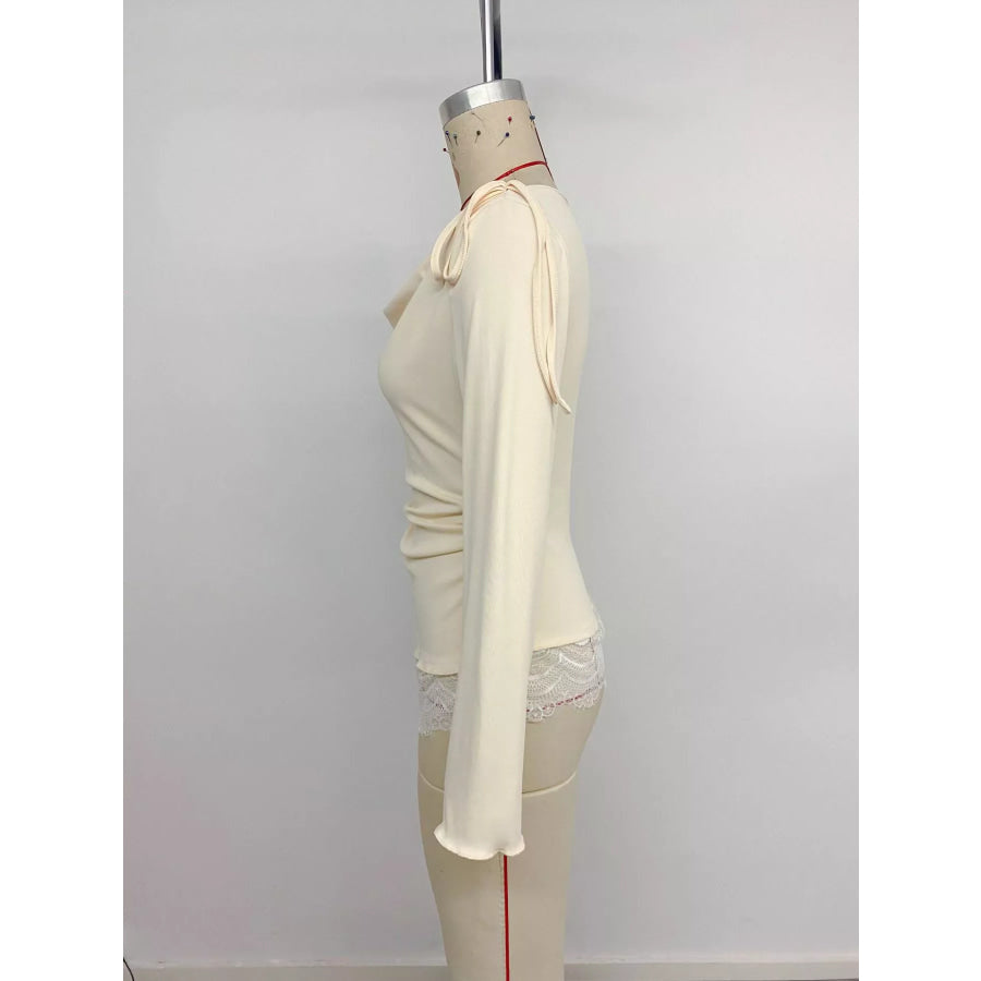Lace Trim Long Sleeve T-Shirt Apparel and Accessories