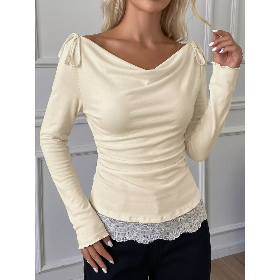 Lace Trim Long Sleeve T-Shirt Apparel and Accessories