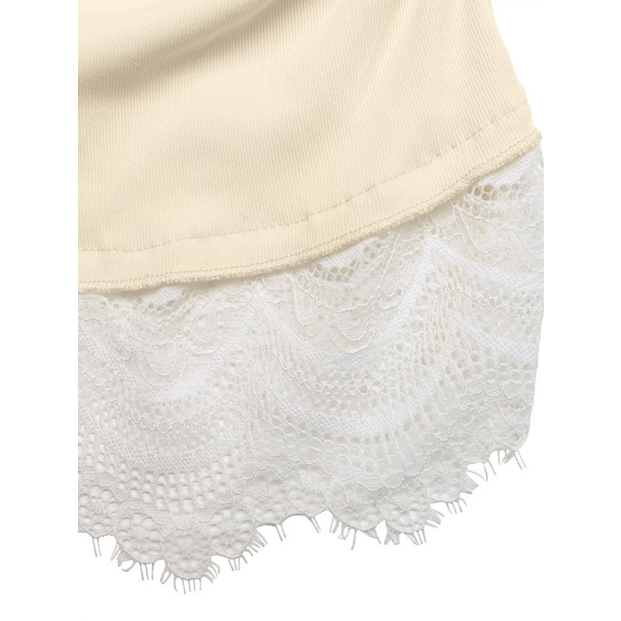 Lace Trim Long Sleeve T-Shirt Apparel and Accessories