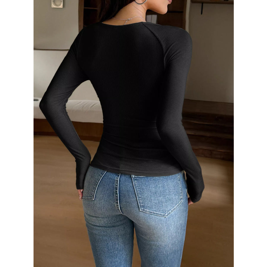 Lace Trim Long Sleeve T-Shirt Apparel and Accessories