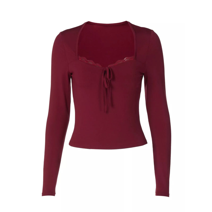 Lace Trim Long Sleeve T-Shirt Apparel and Accessories