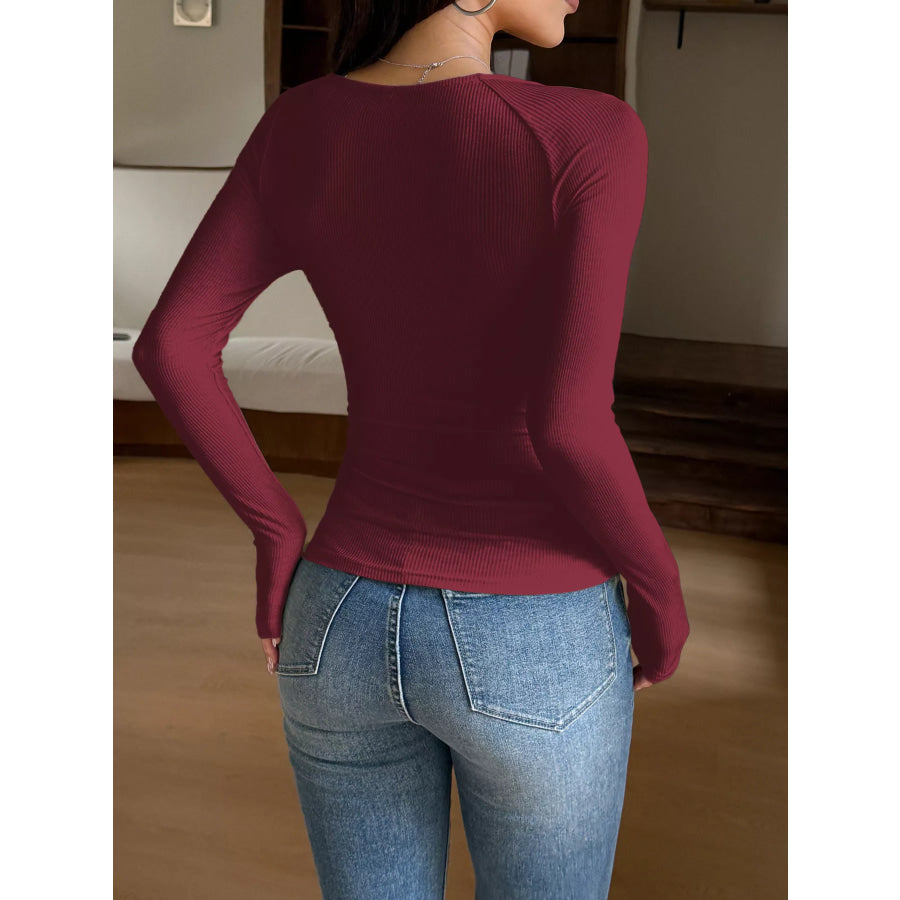 Lace Trim Long Sleeve T-Shirt Apparel and Accessories