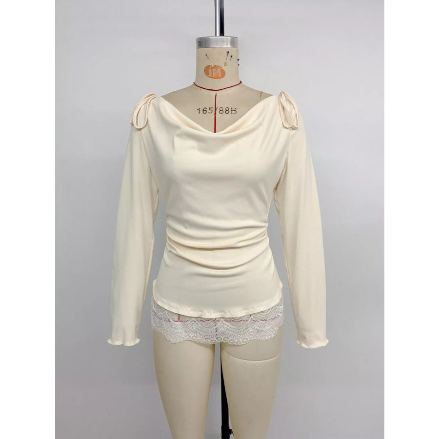 Lace Trim Long Sleeve T-Shirt Apparel and Accessories