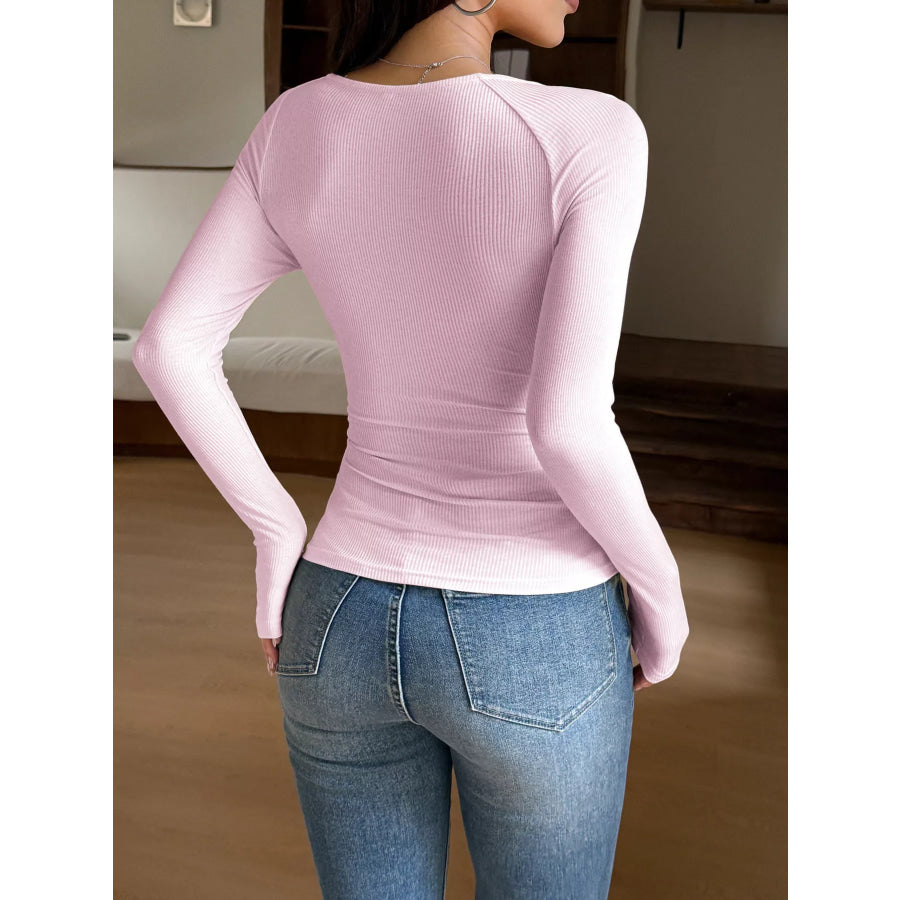 Lace Trim Long Sleeve T-Shirt Apparel and Accessories