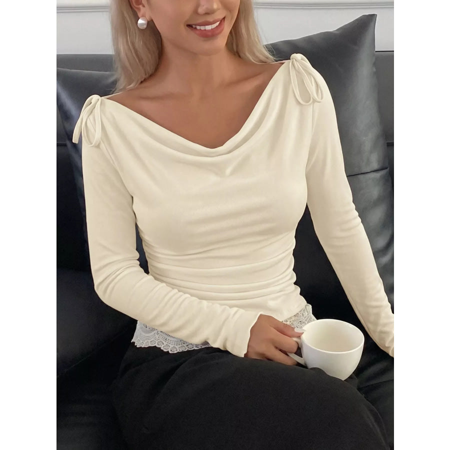 Lace Trim Long Sleeve T-Shirt Apparel and Accessories