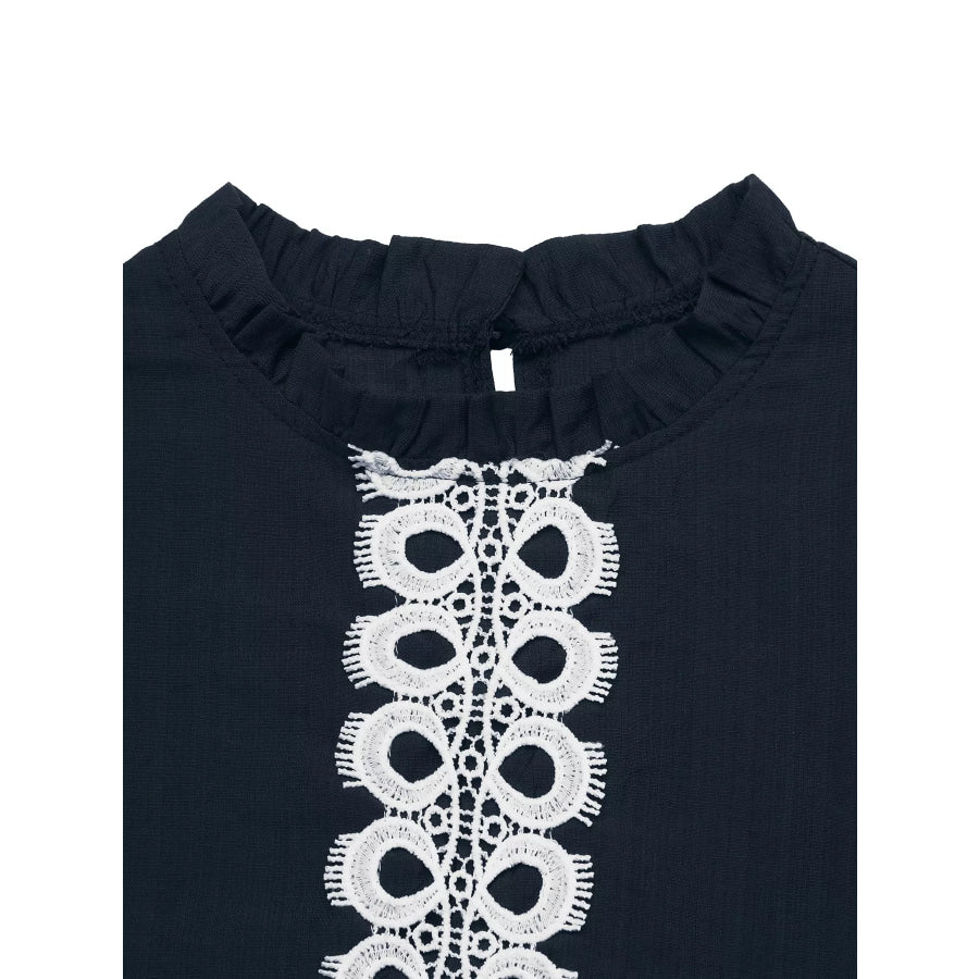 Lace Trim Long Sleeves Blouse Apparel and Accessories