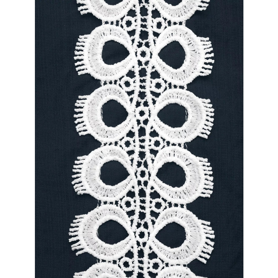 Lace Trim Long Sleeves Blouse Apparel and Accessories