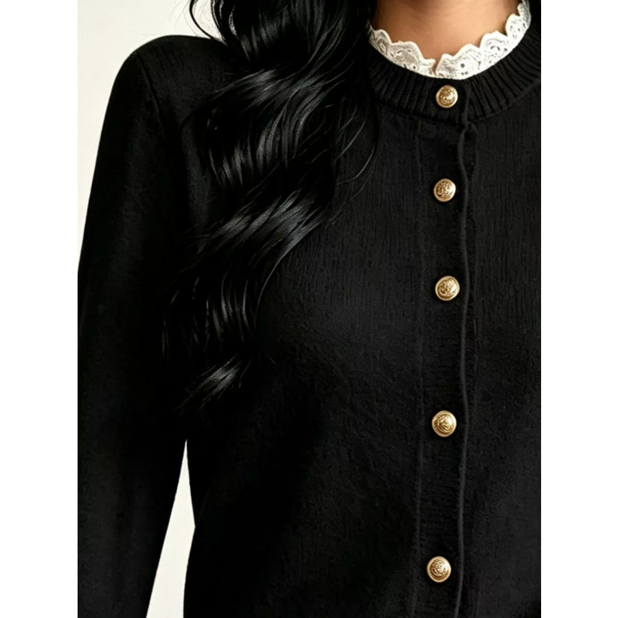 Lace Trim Mock Neck Sweater Apparel and Accessories