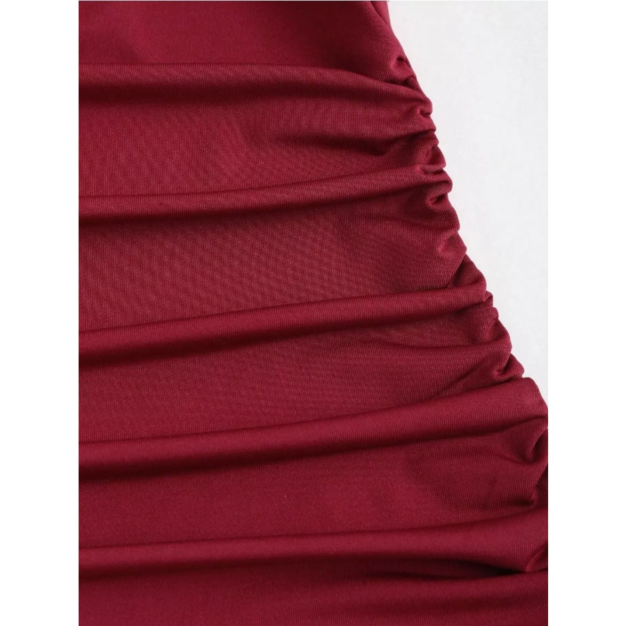 Lace Trim Ruched Mermaid Dress Apparel and Accessories