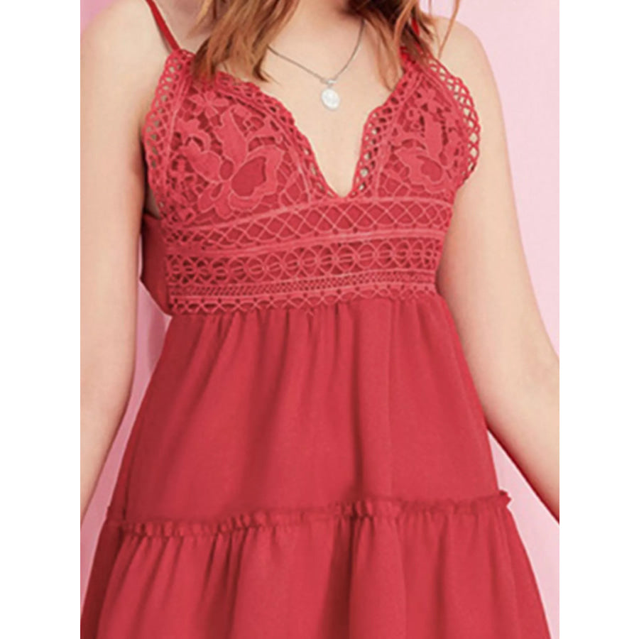 Lace Trim Ruffle Hem Cami Dress Apparel and Accessories