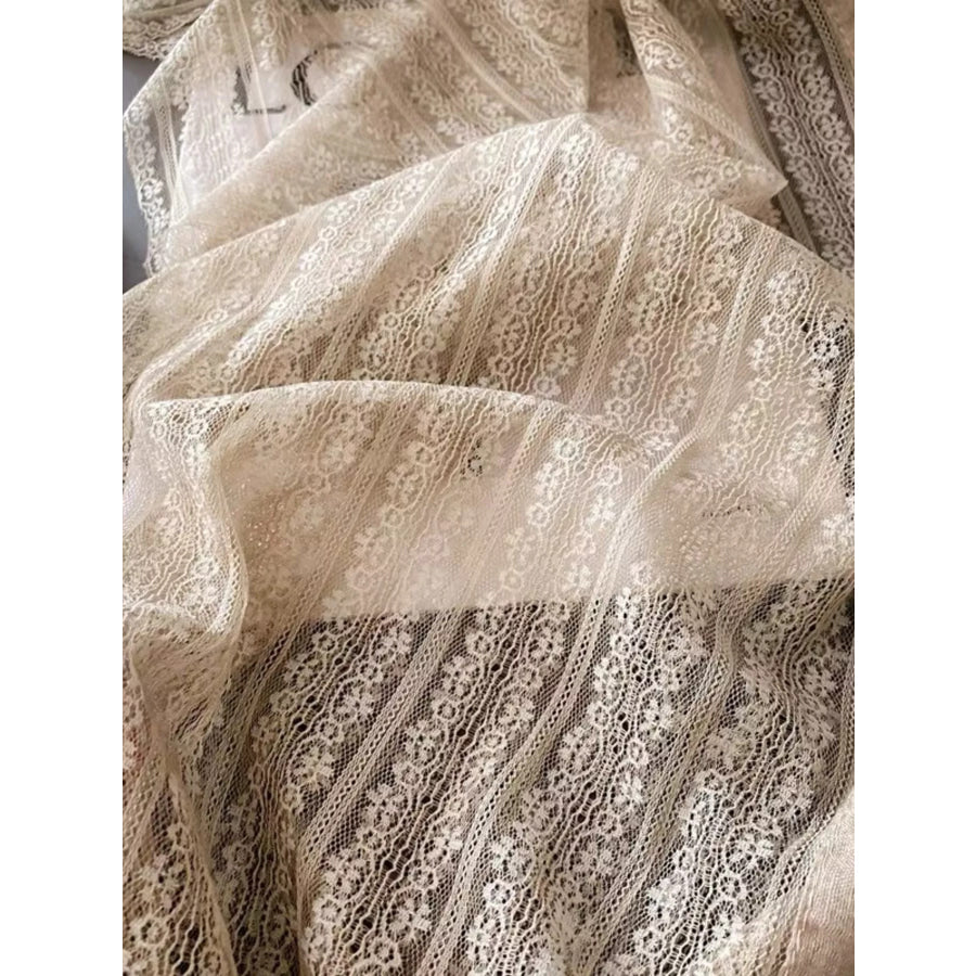 Lace Trim Scarf Beige / One Size Apparel and Accessories