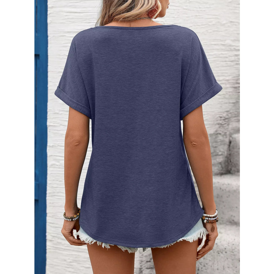 Lace Trim Short Sleeve T-Shirt Apparel and Accessories