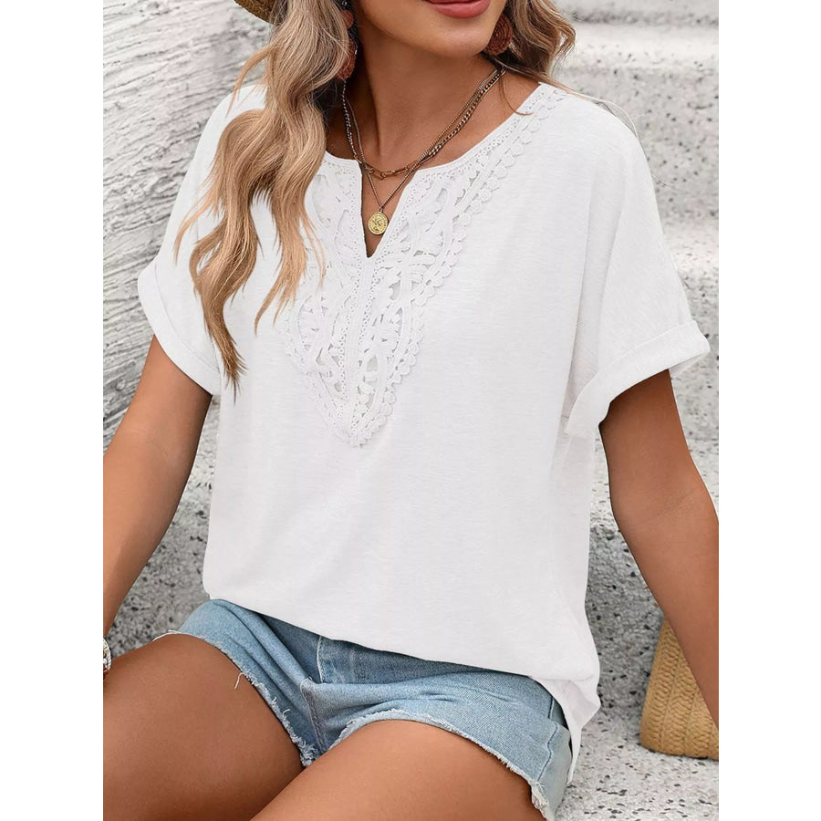 Lace Trim Short Sleeve T-Shirt Apparel and Accessories