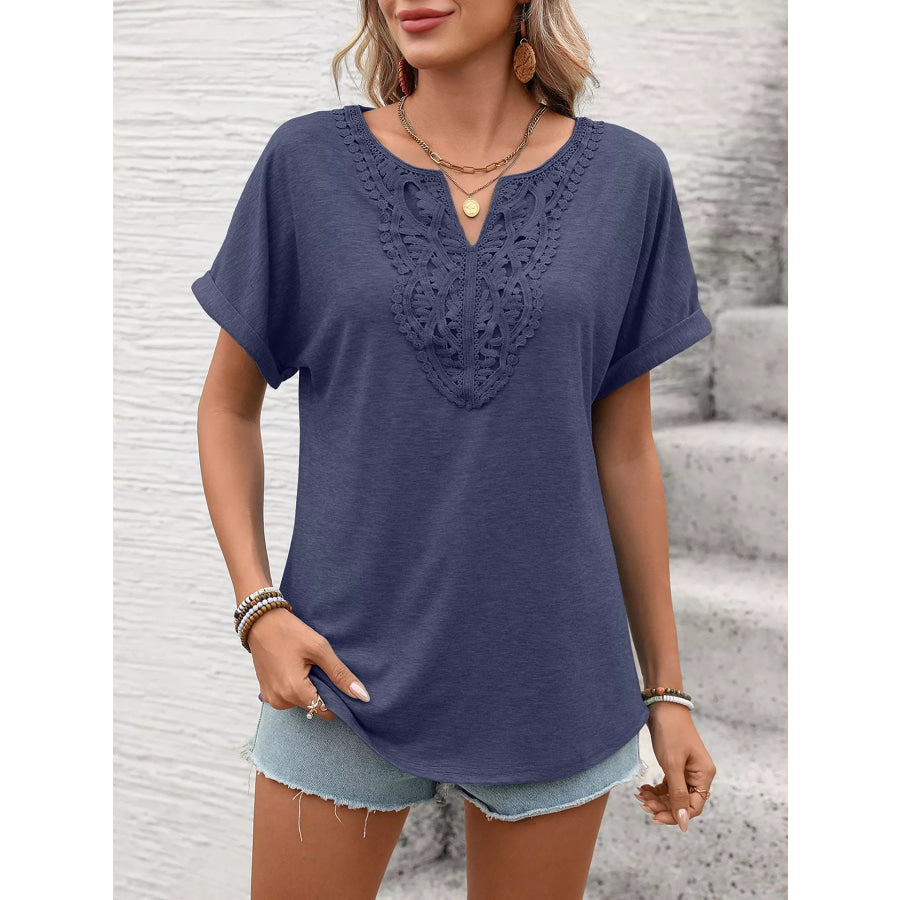 Lace Trim Short Sleeve T-Shirt Apparel and Accessories