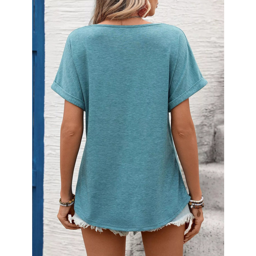 Lace Trim Short Sleeve T-Shirt Apparel and Accessories