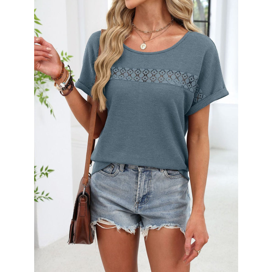 Lace Trim Short Sleeve T-Shirt Apparel and Accessories