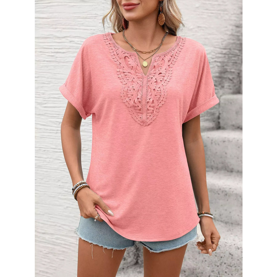 Lace Trim Short Sleeve T-Shirt Apparel and Accessories