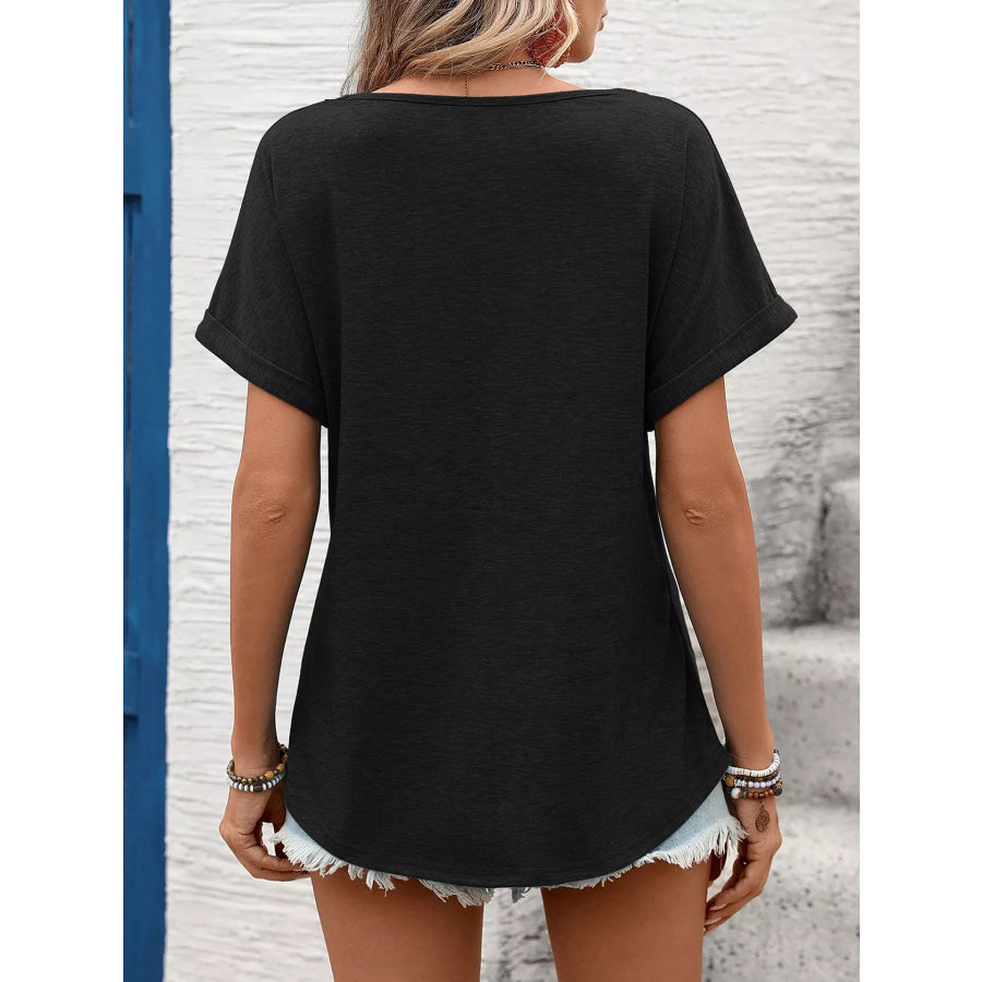 Lace Trim Short Sleeve T-Shirt Apparel and Accessories