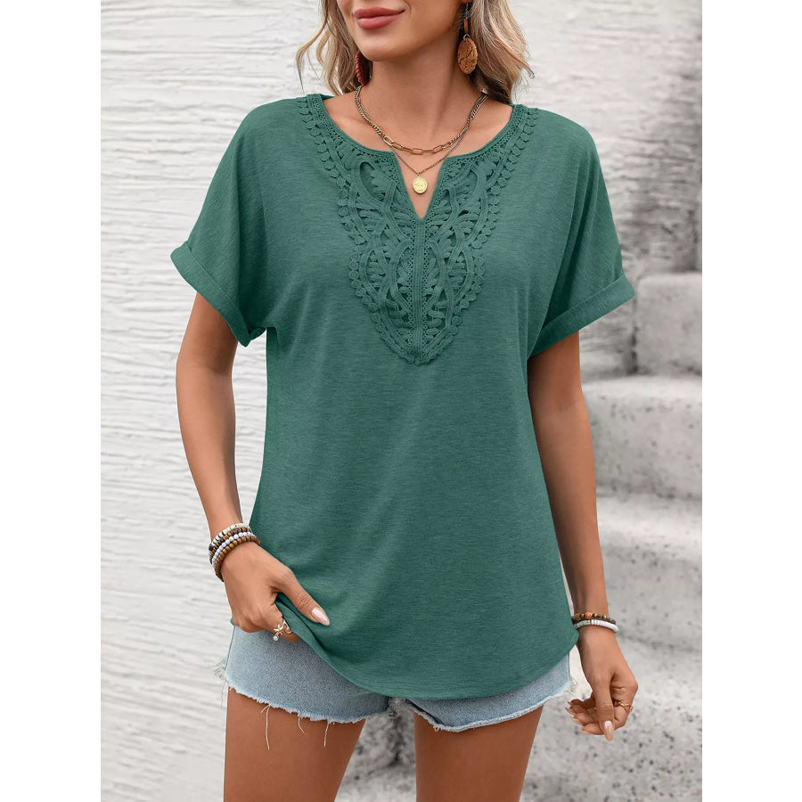 Lace Trim Short Sleeve T-Shirt Apparel and Accessories