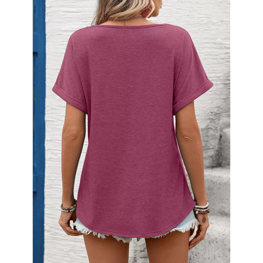 Lace Trim Short Sleeve T-Shirt Apparel and Accessories