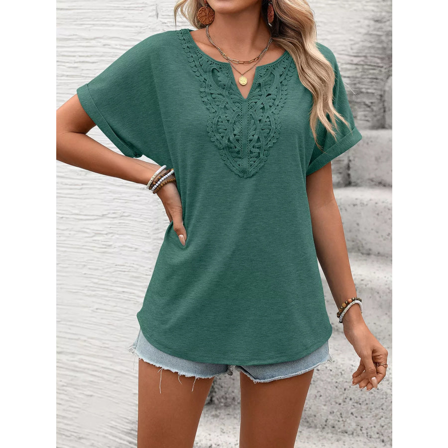 Lace Trim Short Sleeve T-Shirt Apparel and Accessories