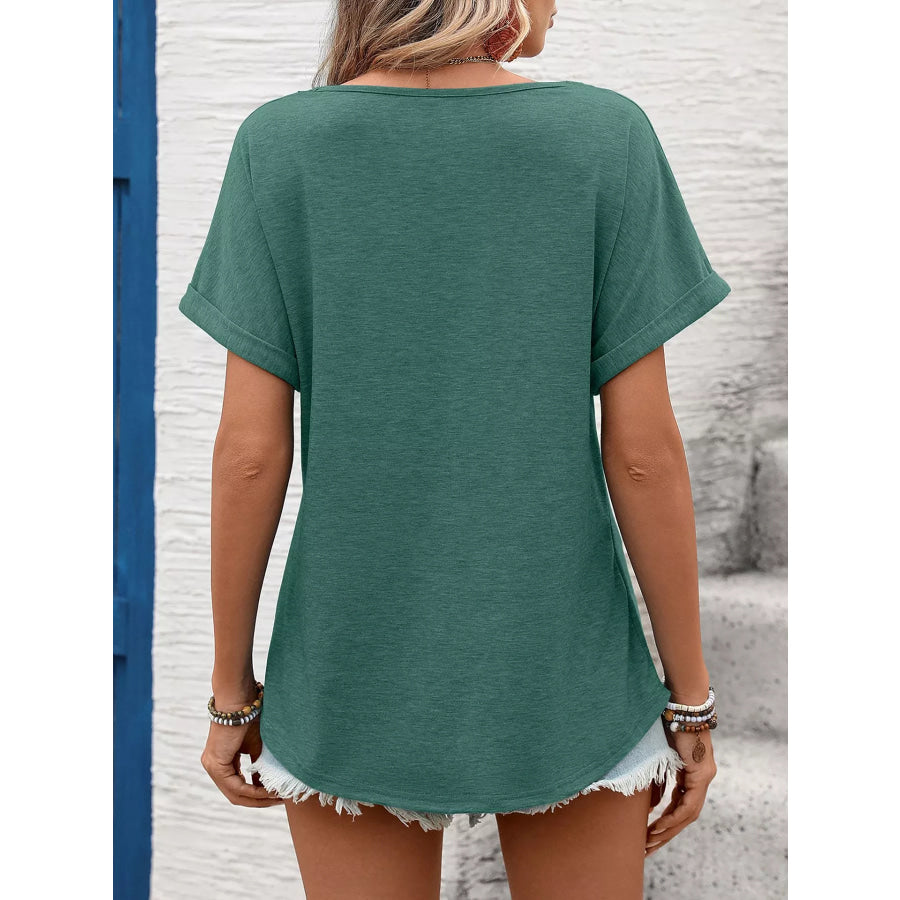 Lace Trim Short Sleeve T-Shirt Apparel and Accessories