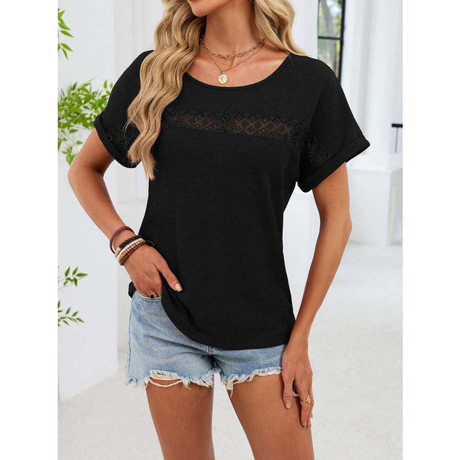 Lace Trim Short Sleeve T-Shirt Apparel and Accessories
