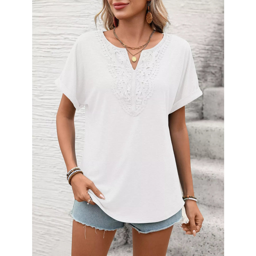 Lace Trim Short Sleeve T-Shirt Apparel and Accessories