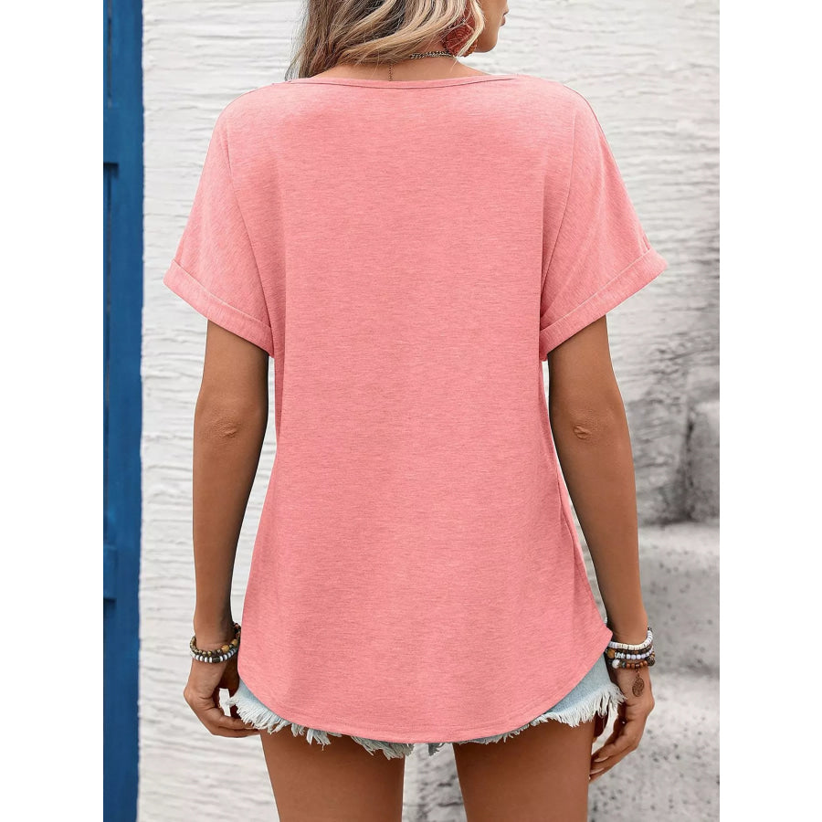 Lace Trim Short Sleeve T-Shirt Apparel and Accessories
