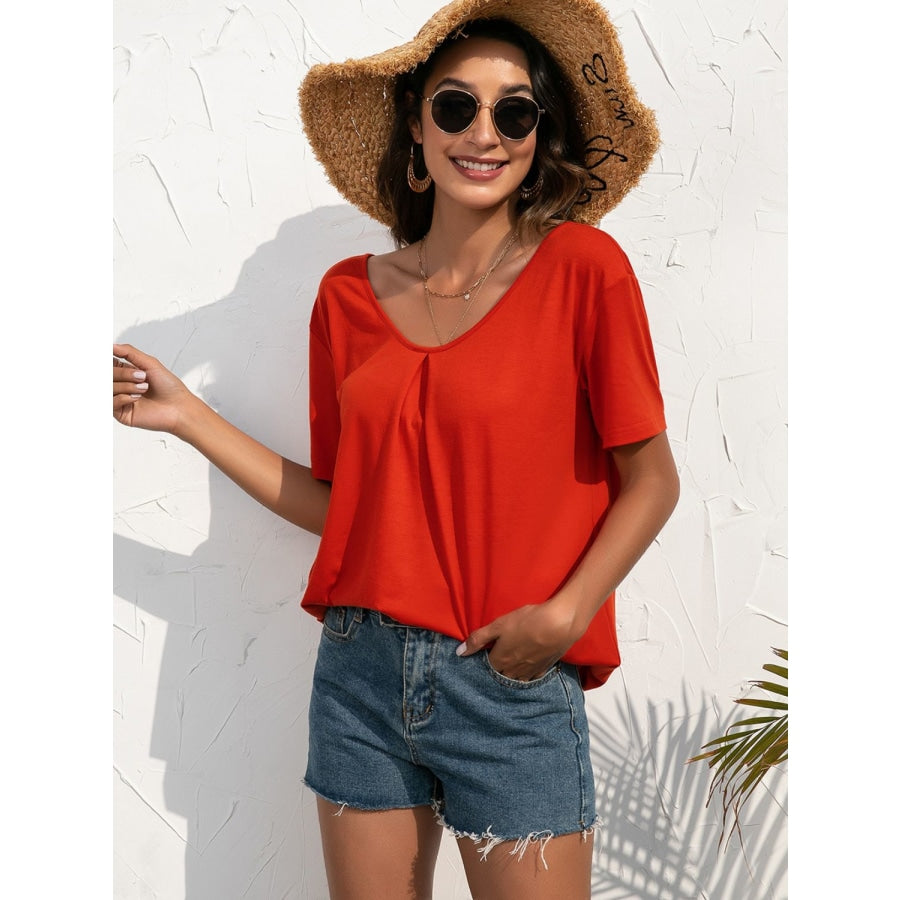 Lace Trim Short Sleeve Top