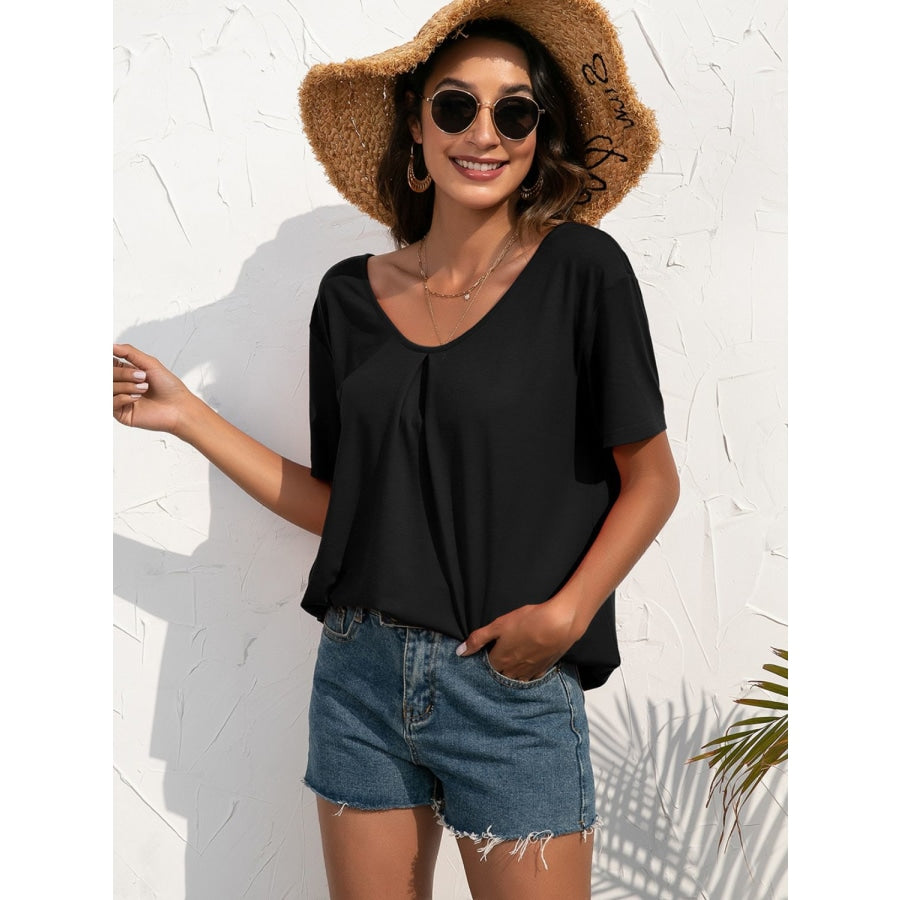 Lace Trim Short Sleeve Top