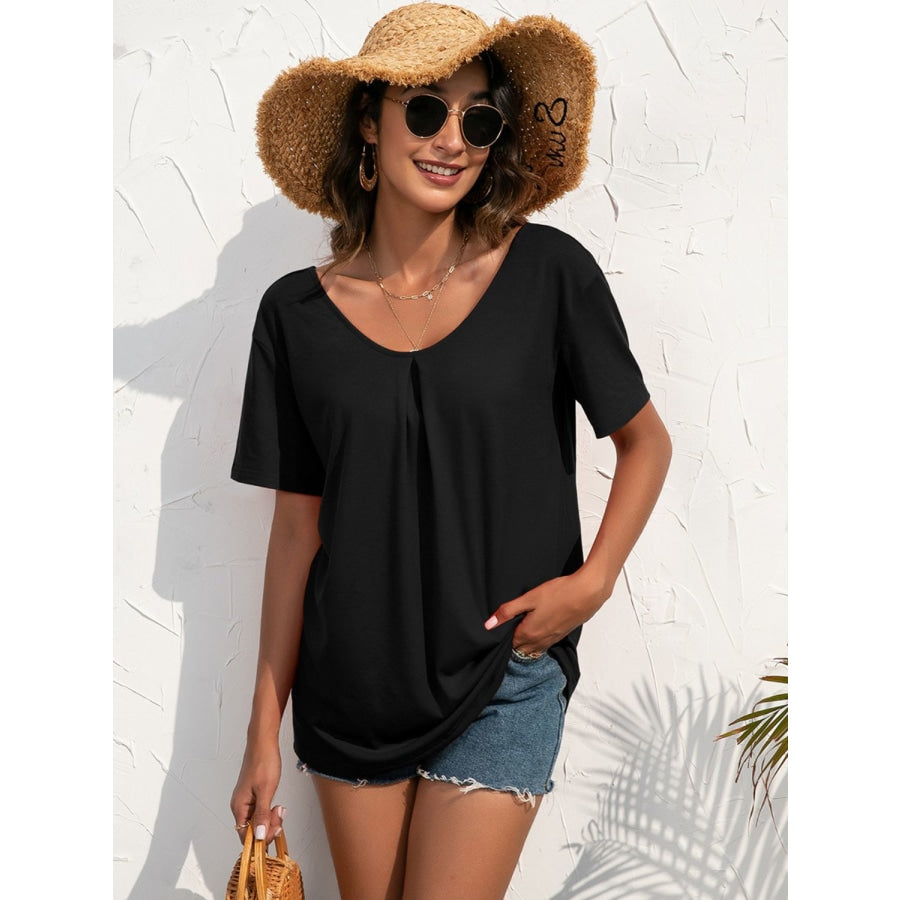 Lace Trim Short Sleeve Top