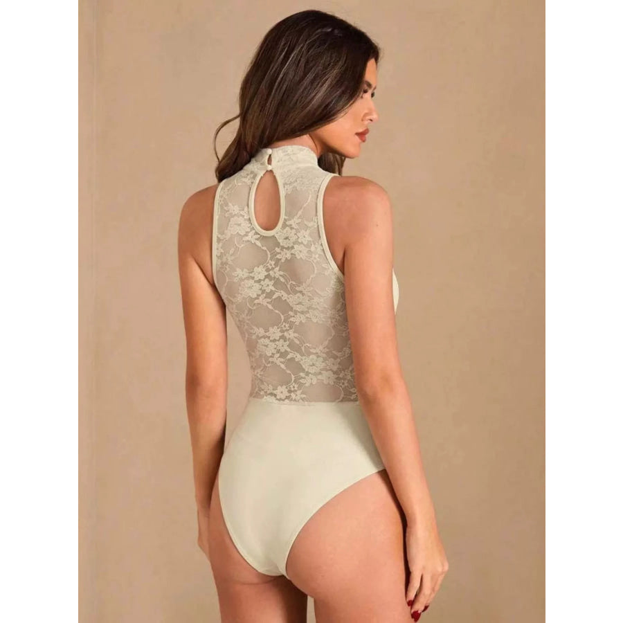 Lace Trim Sleeveless Bodysuit Apparel and Accessories