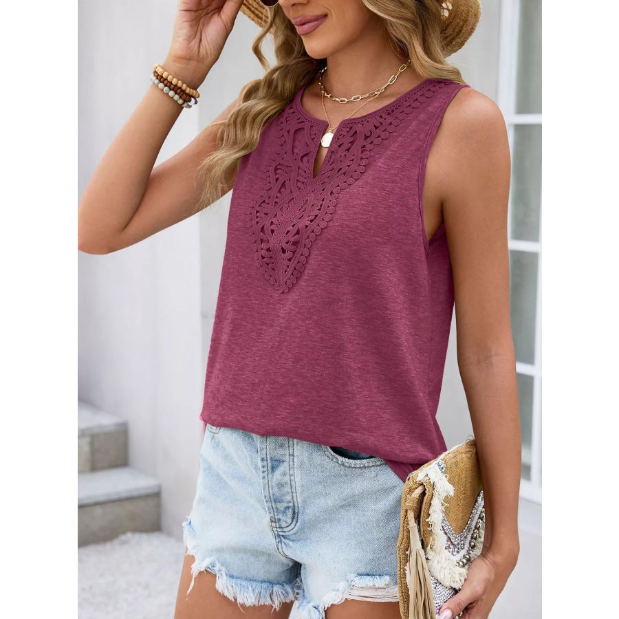 Lace Trim Sleeveless Tank Top Apparel and Accessories